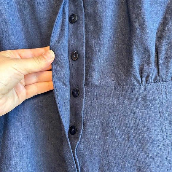 ModCloth Sleeveless Navy Blue Linen Blend Dress Size 14 NEW - Picture 5 of 9